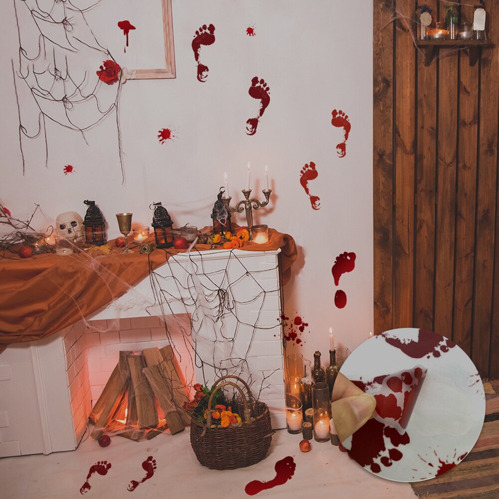 Waterproof Scary Footprints Halloween Series Toilet Stickers Wall Decoration Durable And Practical