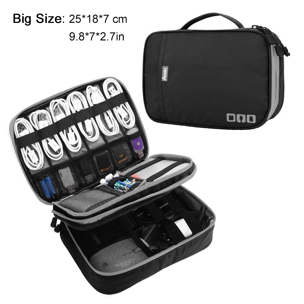 Tragbare Reiseetui für elektronische Accessoires, Kabel-Organizer-Tasche, Gerät-Tragetasche für iPad, Kabel, Strom, USB-Blitz-Laufwerk, Ladegerät: Himmel Blau