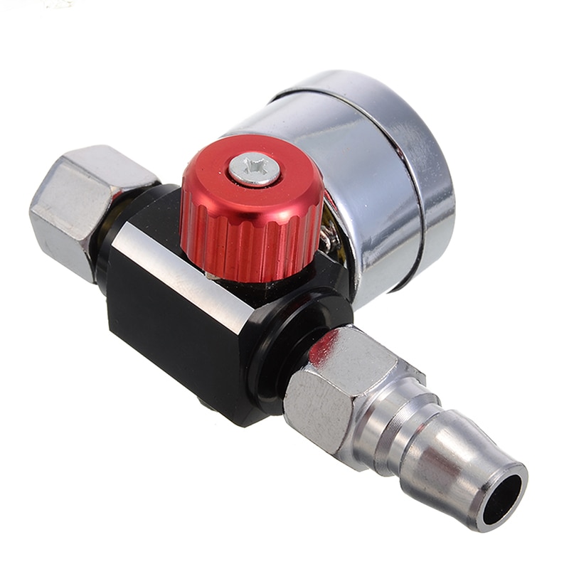 1/4" Mini Air Regulator Valve Tool Metal Air Regulator 1/4" BSP Threads Tail Pressure Gauge w/ Nozzle For Spray Tool Mayitr