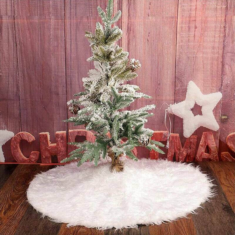Jul lang sne plys træ nederdel bund gulvmåtte dække xmas fest indretning diy xmas træ diy xmas diy kit