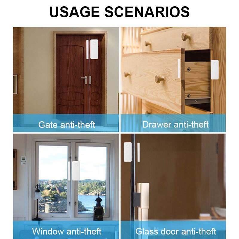 WIFI Window Sensor Independent Wireless Security Alarm Works with Notification Open or Closed No Hub for Smart Home DFDS