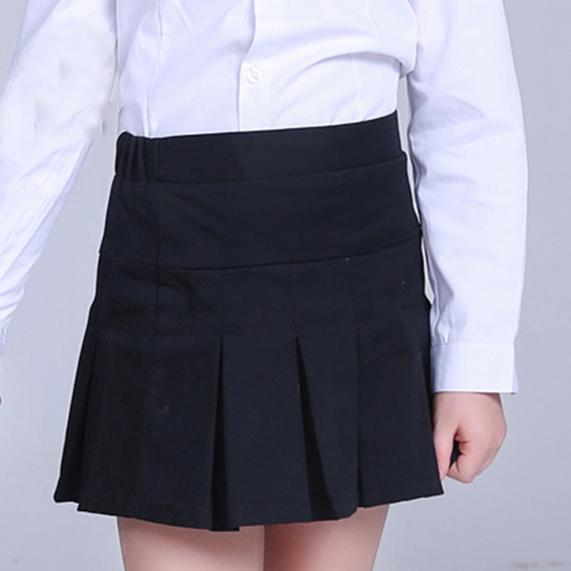 Meisjes kaki katoenen rokken student tienermeisjes schooluniform geplooide rokken 10 12 jaar