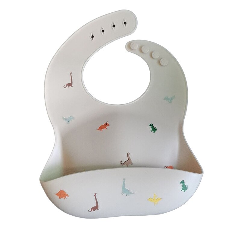 Juego de vajilla antideslizante para bebé, plato de silicona suave con ventosa, taza, baberos, cuchara y tenedor, sin BPA, 4/6/8 piezas platos platos para bebé: Dinosaur
