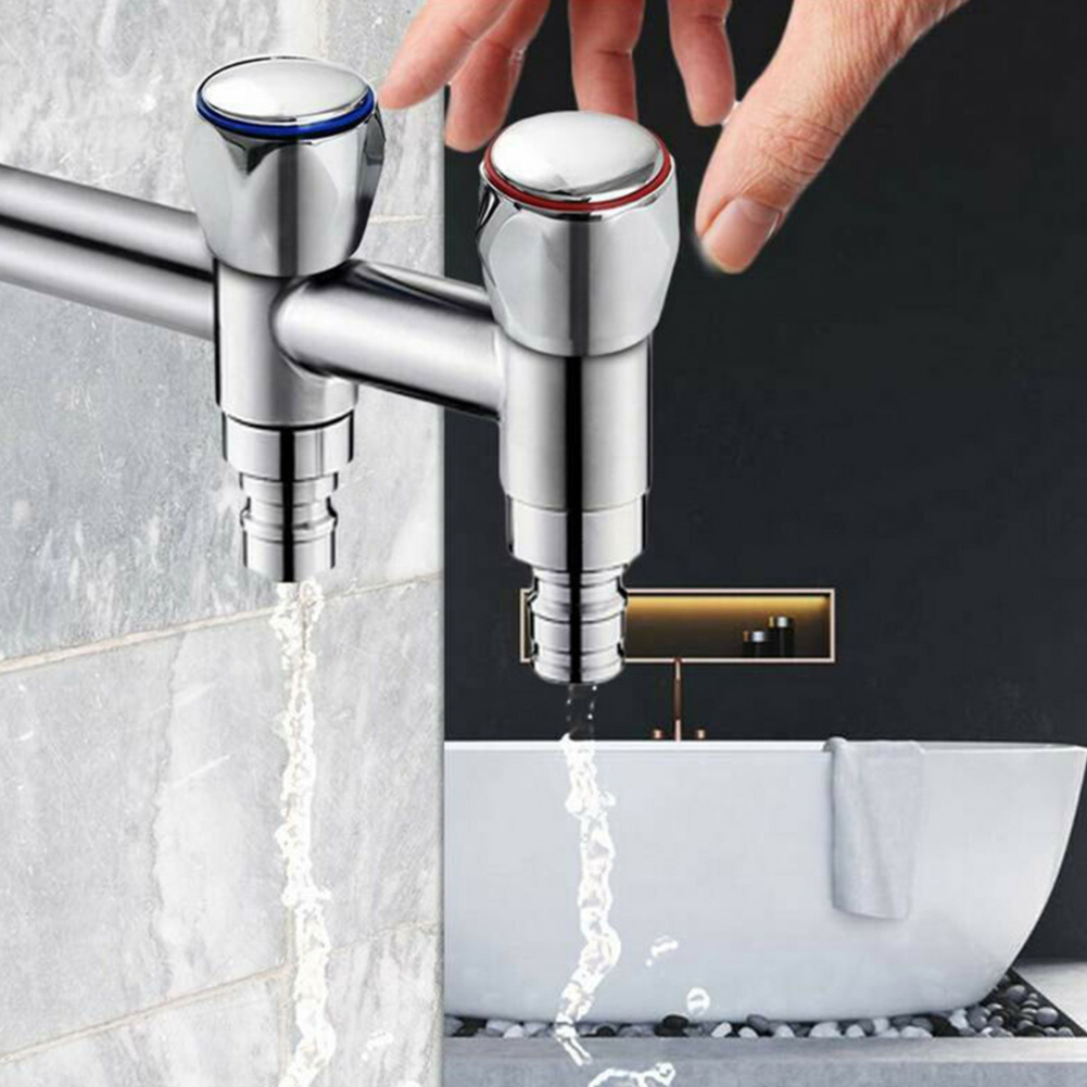 Koude Kraan Slingerknop Universele Vervanging Handvat Zilver Tone Rood + Blauw 2 Stks/set Kraan Knop Handvat Badkamer Accessoires