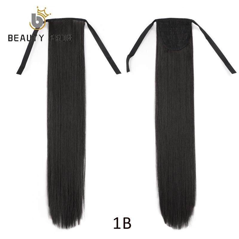 Lange Rechte Clip In Haar Staart Valse Haar Paardenstaart Haarstukje Met Haarspelden 22 "26Inch Synthetische Pony Tail Hair extensions: #1B / 26 inch