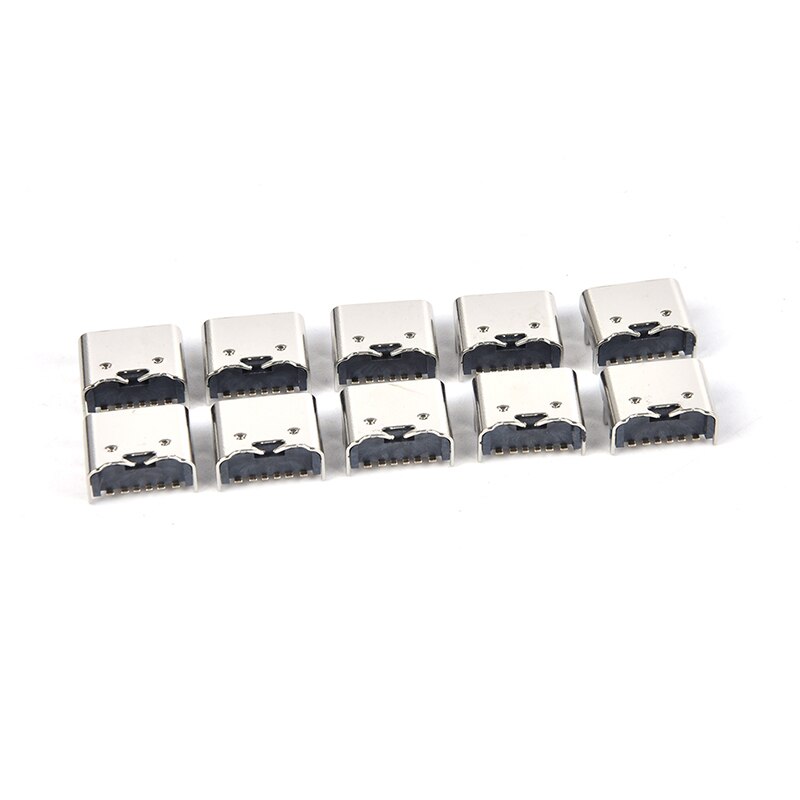 10Pcs 6 Pin Smt Socket Connector Micro Usb Type C 3.1 Vrouwelijke Plaatsing Smd Dip Voor Pcb Diy hoge Stroom Opladen