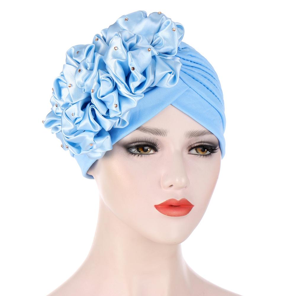 Grote Bloemen Tulbanden Voor Vrouwen Stretchy Hoofddoek Motorkap Moslim Head Wrap Cap Dames Beanie Hoed Haaraccessoires Chemo Caps: 8