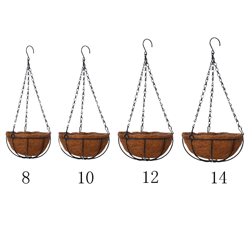 Traditional Heavy Duty Hanging Basket with Hand Formed Coir Husk Liner and Metal Hanger