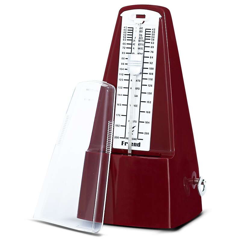 Vintage metrónomo tipo torre en miniatura para guitarra, bajo, Piano, violín, metrónomo para guitarra, timbre, anillo, péndulo mecánico, accesorios: pure Red