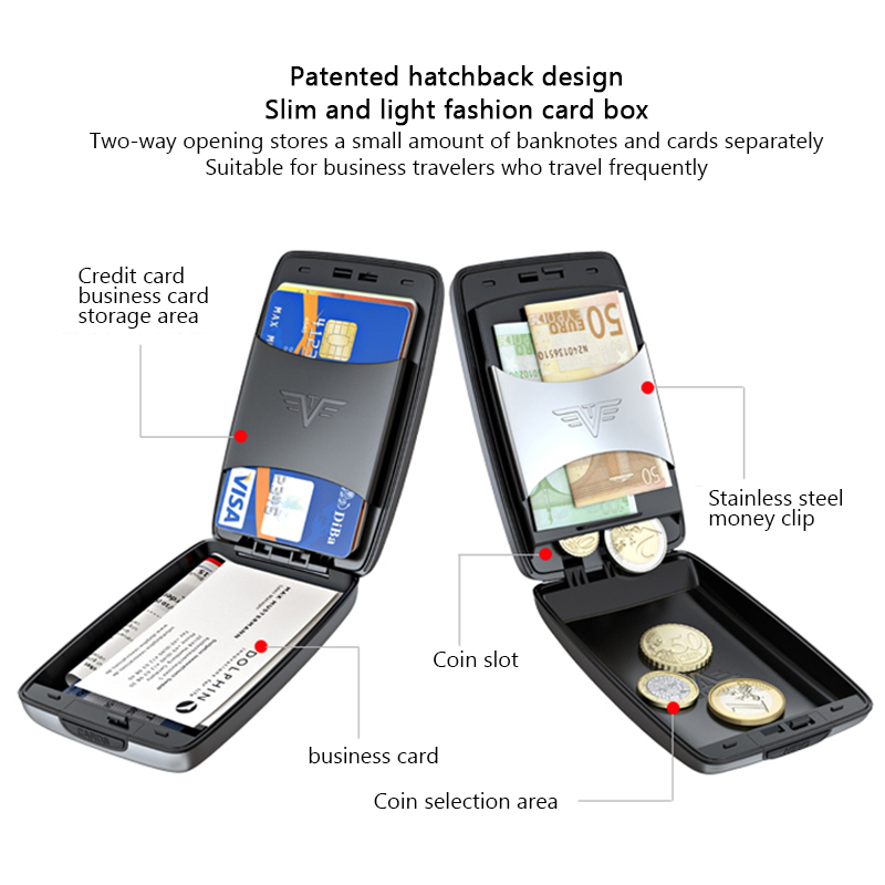 Bank Kaarthouder Blocking Hard Case Wallet Solid Credit Card Anti Scanning Bescherming Credit Kaarthouder Rfid Coin portemonnee