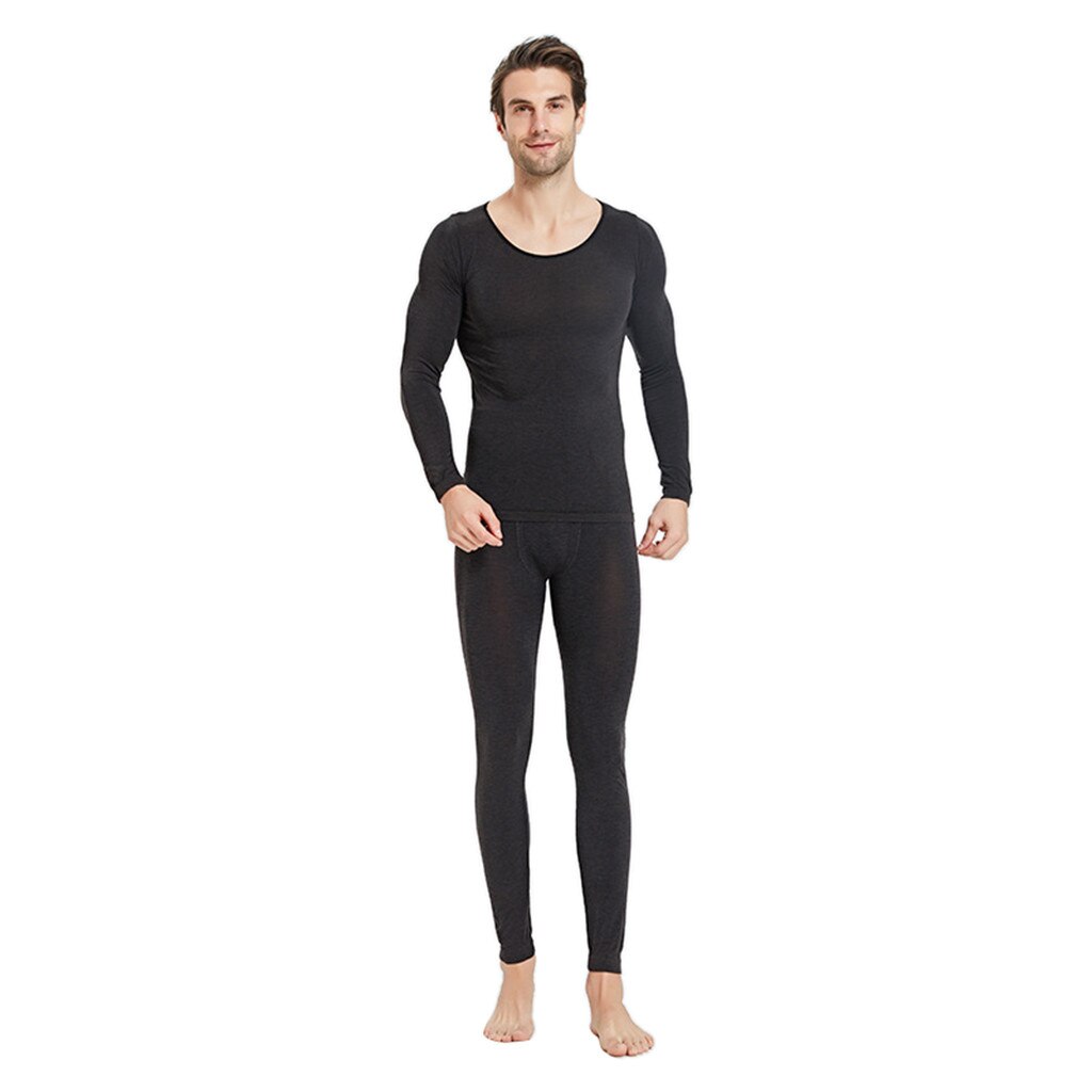 Long Johns Thermal Underwear Winter Warm Mens Thermal Underwear Set Thermal Clothes long underwear Camiseta Termica Hombre: Black