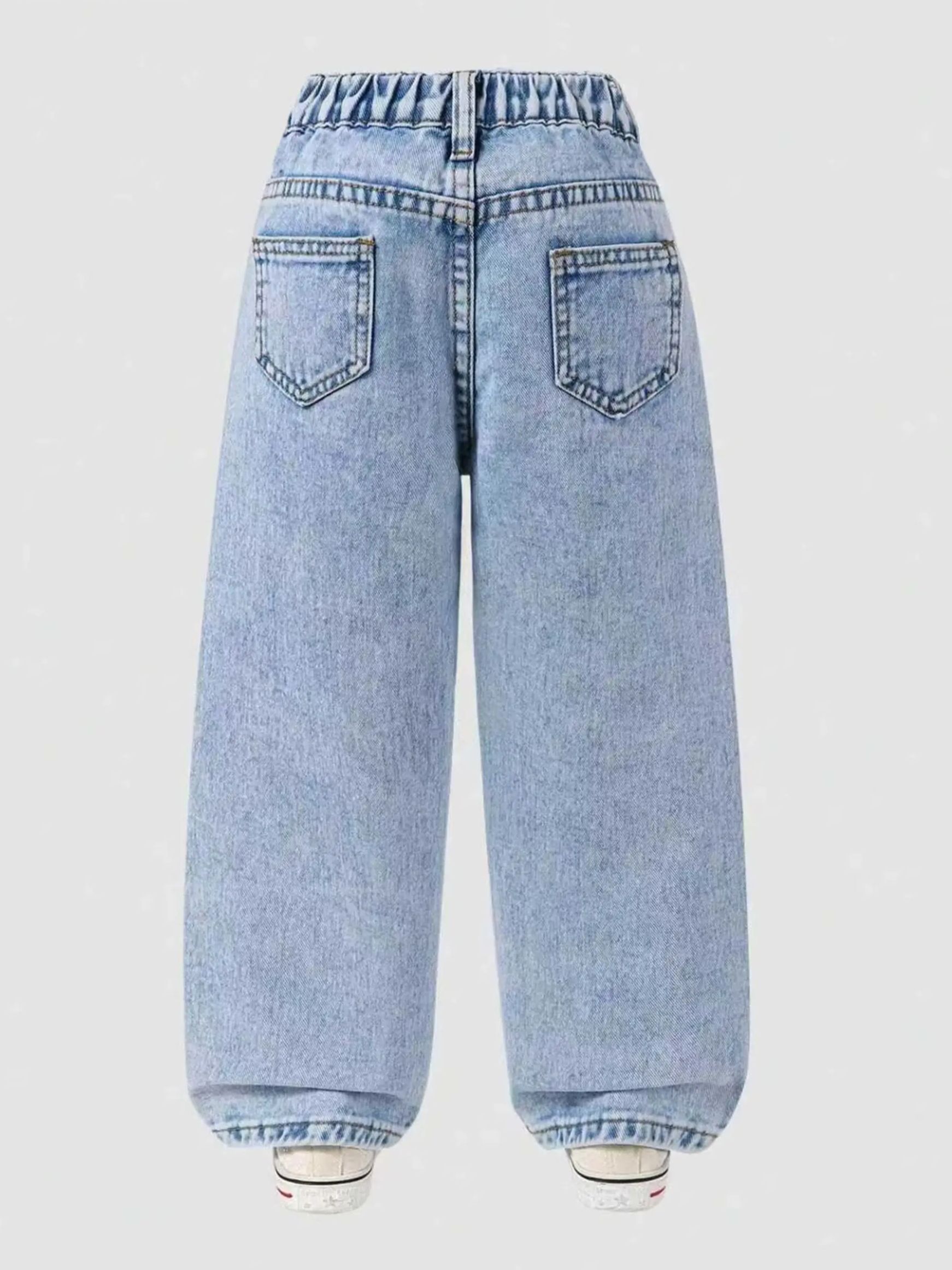Jean en denim à pois pour filles, imprimé floral, tendance, taille ample, pantalon décontracté polyvalent pour enfants.
