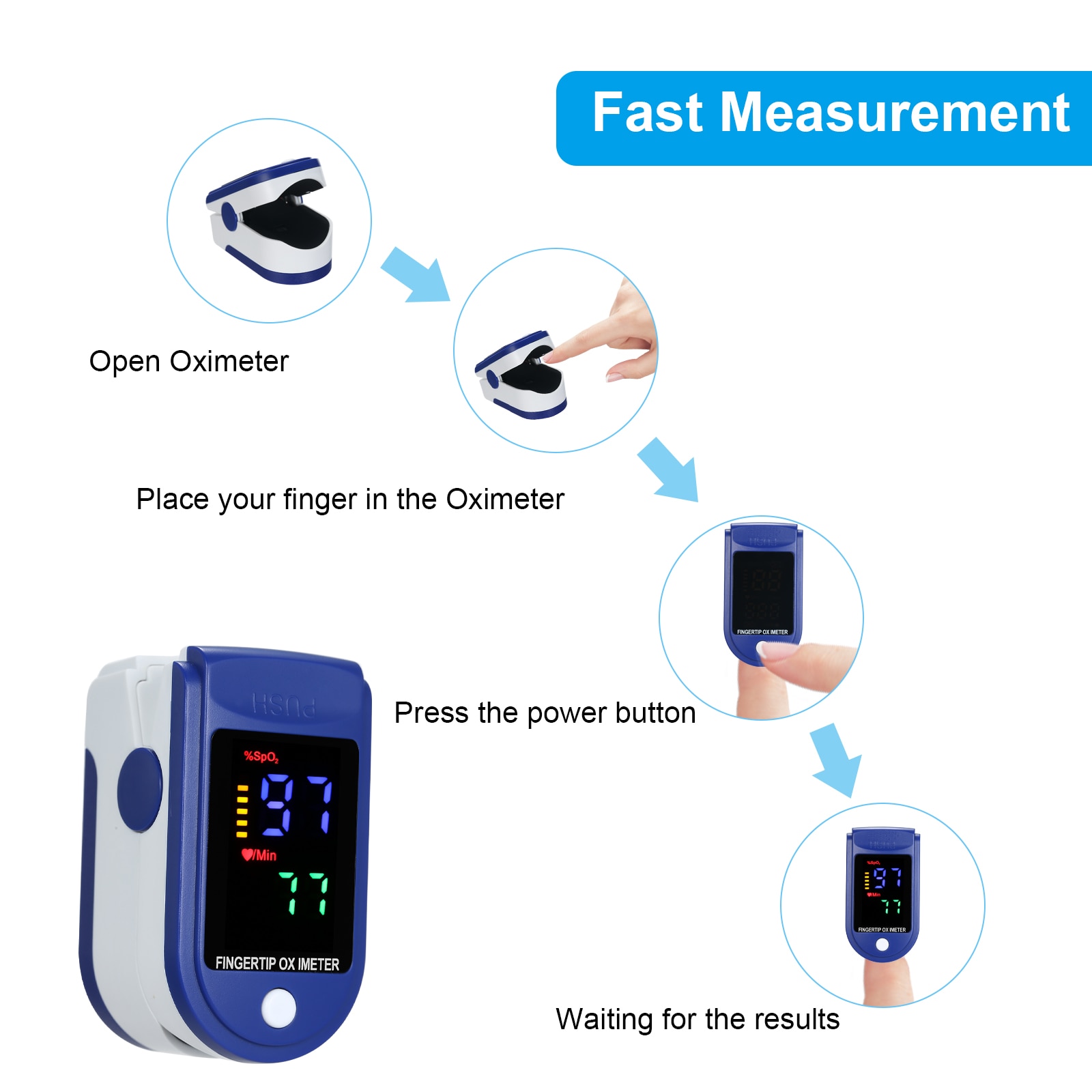 Bærbar oximetro digital puls oximeter finger oled blod ilt puls sundhedsdiagnostisk monitor oxymetre pulsoksymetr