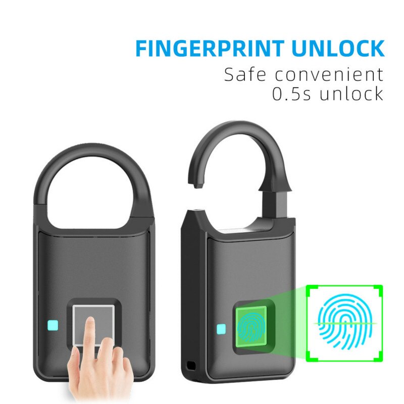 Fingeraftryks hængelås smart touch lås hjemmeskab tyverisikring intelligent nøglefri super lang standby elektronisk lås til skab