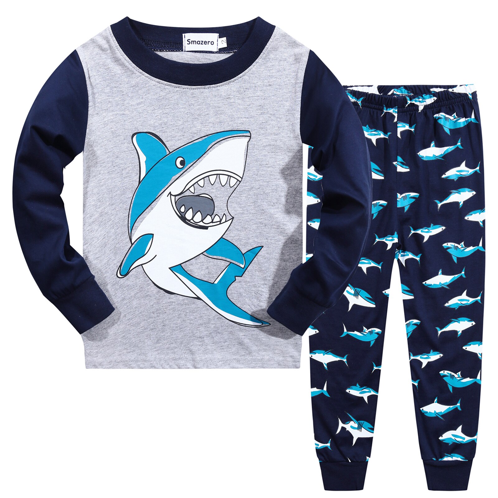 Boys Pyjamas Set Shark Pjs Long Sleeve Nightwear Cotton Pajama Kids Sleepwear Tops Shirts & Pants Children Outfit Age 2-7T: 3T