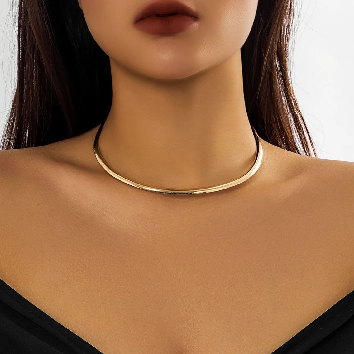 Collar de Torques de círculo grueso para mujer, Gargantilla Simple y , joyería de , accesorios para el cuello, 2023