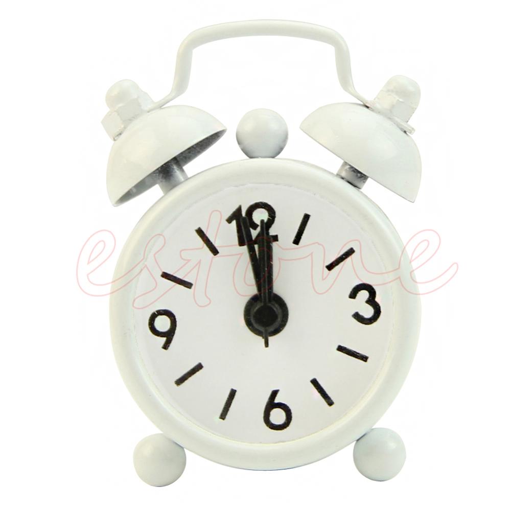 Lovely Cartoon Dial Number Round Desk Alarm Clock For Kid Home Decor: white