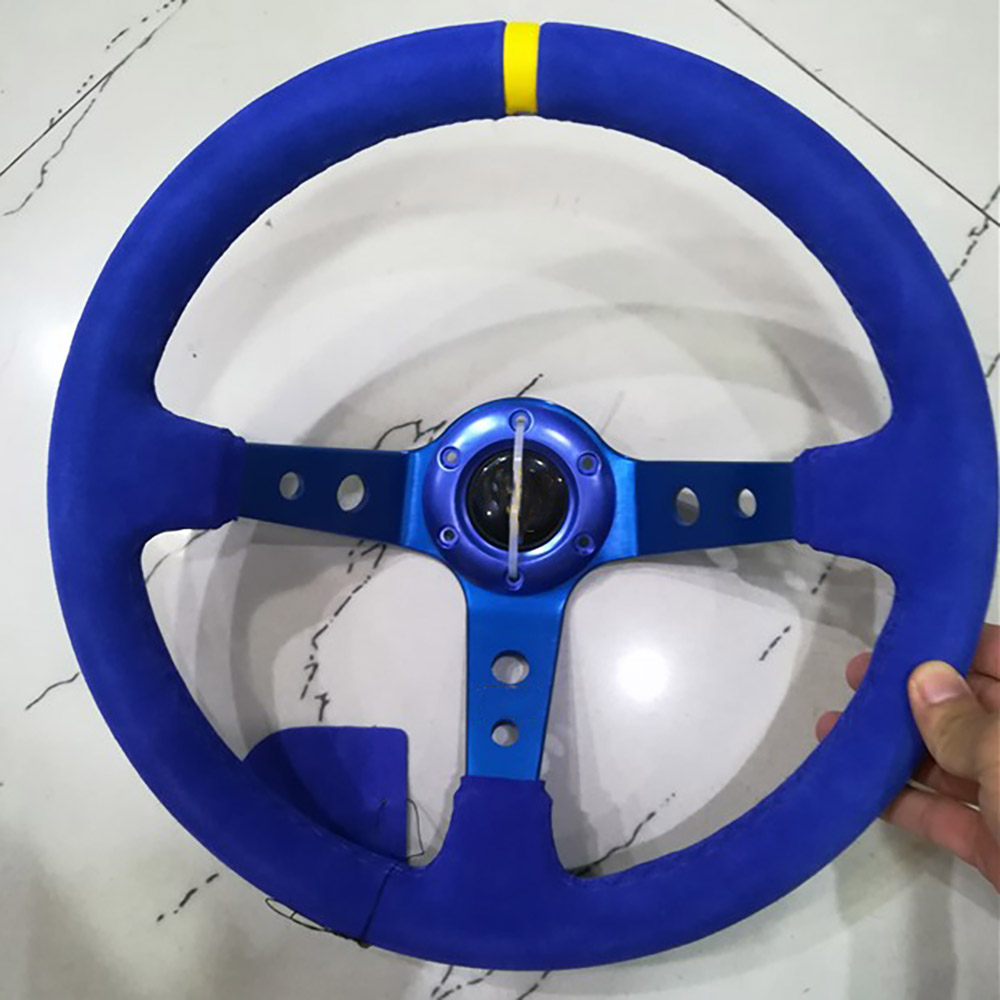 Modifica accessori per auto volante universale Strumenti per volante in pelle scamosciata concava profonda da 14 pollici 350 mm in pelle smerigliata