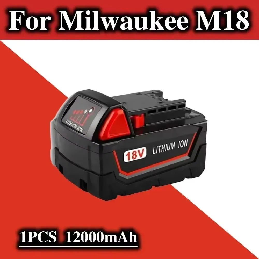 Para bateria de ferramenta elétrica milwaukee m18, carregador, br, xc, 18v, 5000mah-12000mah m18b5, 48-11-1860, bateria 18650 10c integrada: Marfim