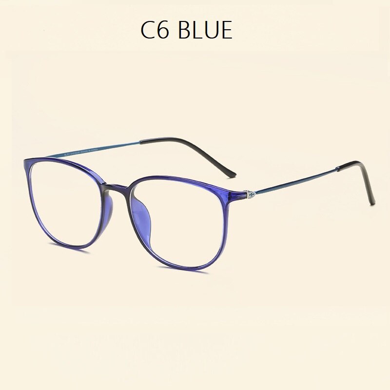 width-136 Ultra light plastic steel tungsten precription thin legs computer goggle women men brand eyeglasses frames female: C6 BLUE