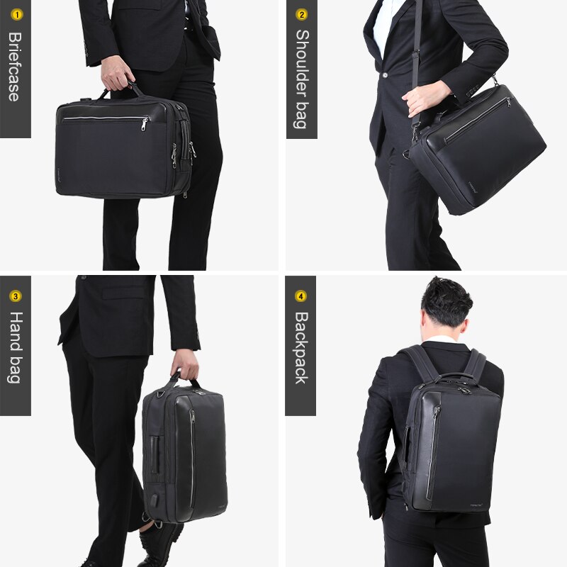 Tigernu 4 In 1 Multi Function Nylon Men's Business Backpack 15.6 Inch USB Charging Laptop Backpack Male Office Work HandBag