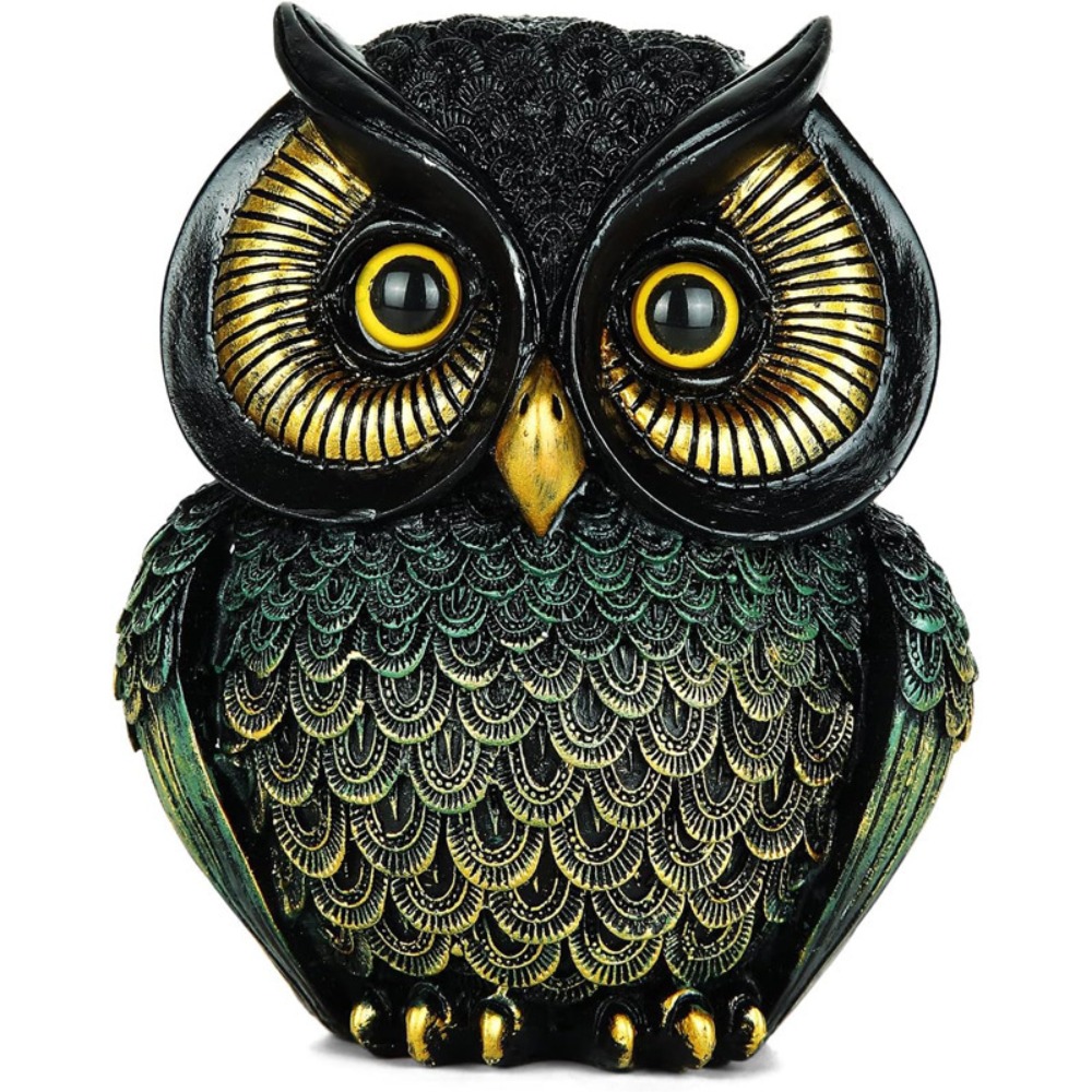 Decoratieve hars uil standbeeld vintage handgemaakte uil sculptuur schattige entree decoratie entree display: lichtgroen