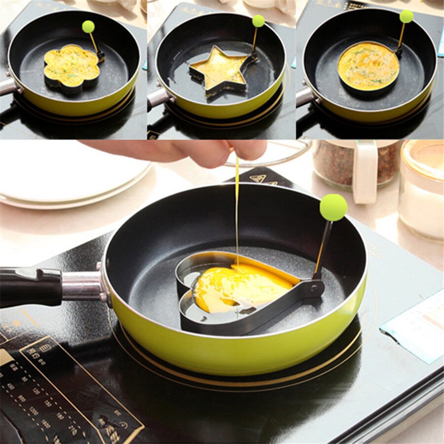 Fried Egg Pancake shaper Stainless Steel Shaper Fried Egg Pancake Ring Circle Mold Heart Shape Kitchen Egg Cooking Tool