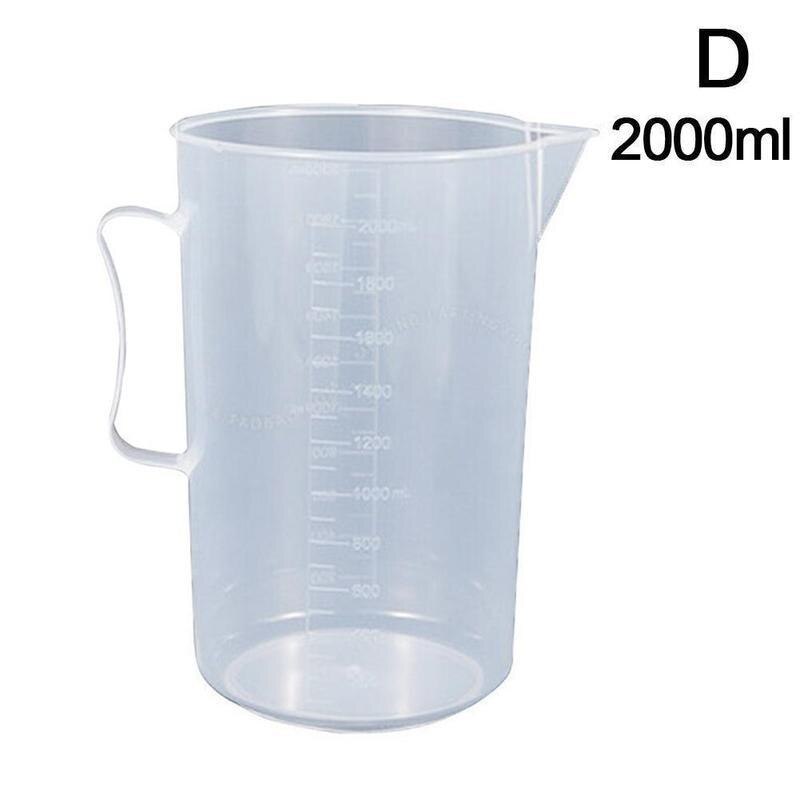 1Pc Maatbeker Voor Verf Transparant Plastic Afgestudeerd Maatbeker Epoxy Home Keuken Container Maatbeker Voor Verf: 2000ml