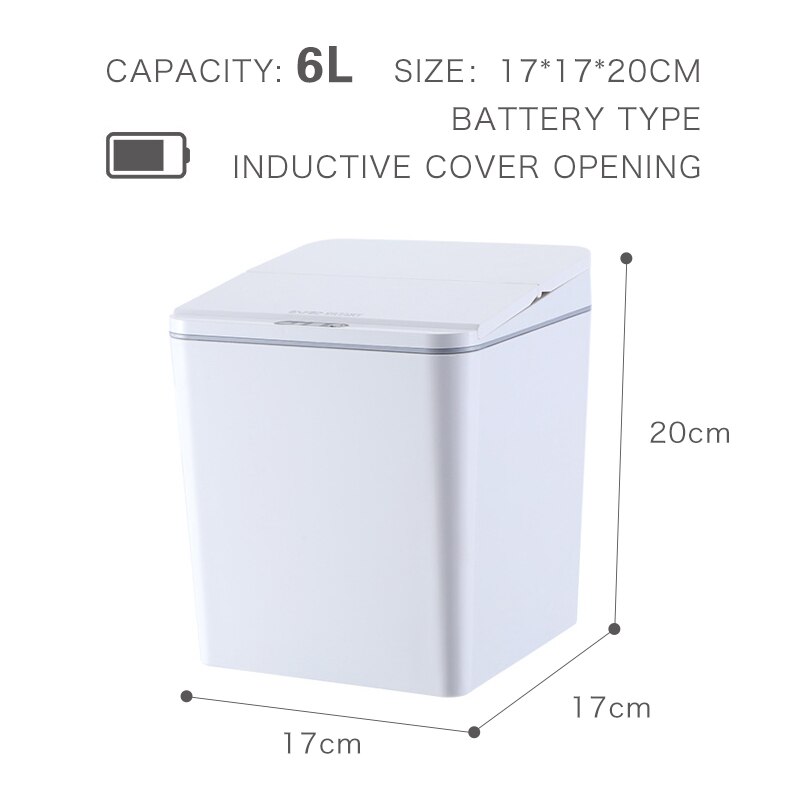 Pattumiera automatica Touchless bidone della spazzatura intelligente sensore di movimento a infrarossi bidone della spazzatura bidoni della spazzatura per auto bidone della spazzatura desktop da casa: bianca 6L A