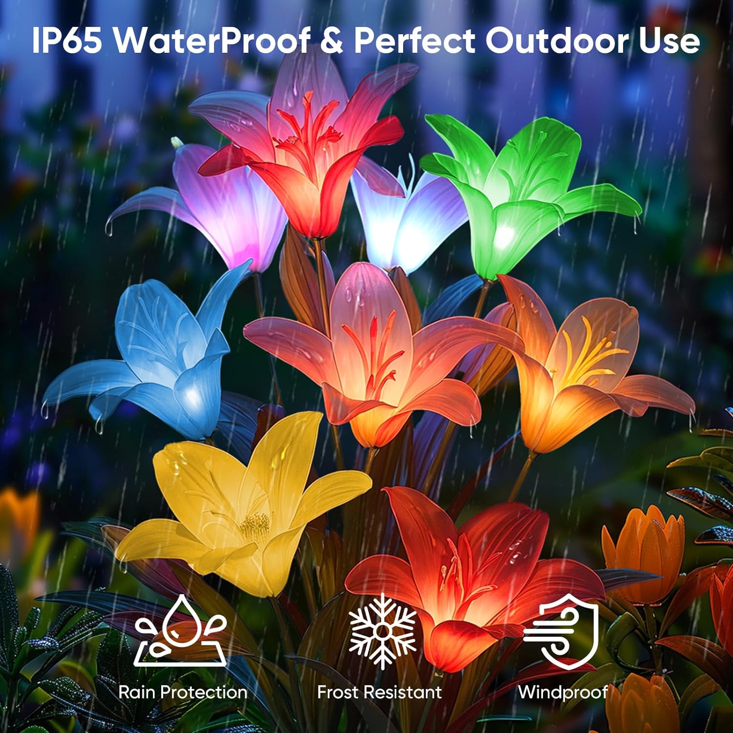 Lily Flower Solar Outdoor Light Ip65 Waterproof Solar Powered for Garden Pathway Landscape Lights Courtyard Yard Decoration