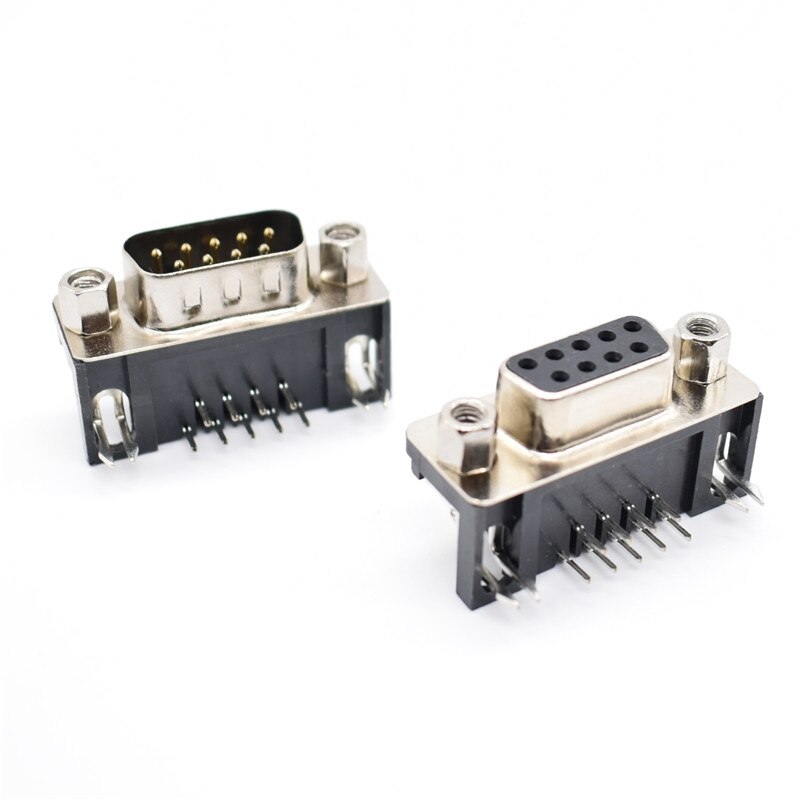 10 PCS DB9 Vrouwelijke Mannelijke PCB Mount D-Sub 9 pin PCB Connector RS232 Connector 90-graden gebogen naald DR9