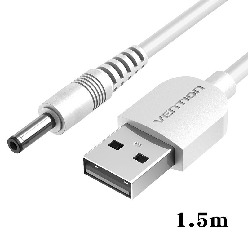Vención de La USB A DC 3,5mm USB un macho A 3,5 Jack conector 5V adaptador de cargador de fuente de alimentación Cable de alimentación para el Cable HUB USB Cable de alimentación para ventilador: White 1.5m