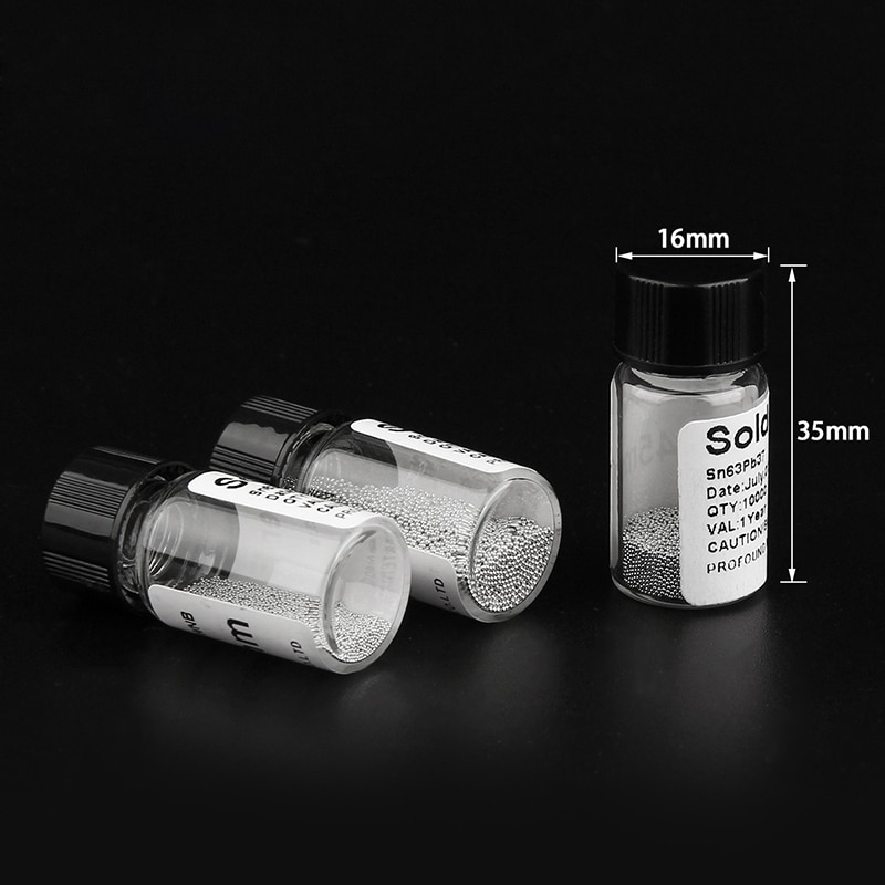 1 Fles Bga Reballing Ballen 0.2/0.25/0.3/0.35/0.4/0.45/0.5/0.55/0.6/0.65/0.76Mm Loodhoudende Soldeer Bal Voor Bga Rework Reparatie Tool