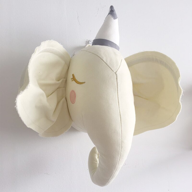 Enfants chambre décor en peluche ours animaux têtes éléphant cerf ours tête tenture murale décor pour enfants chambre pépinière décoration: Elephant A cotton