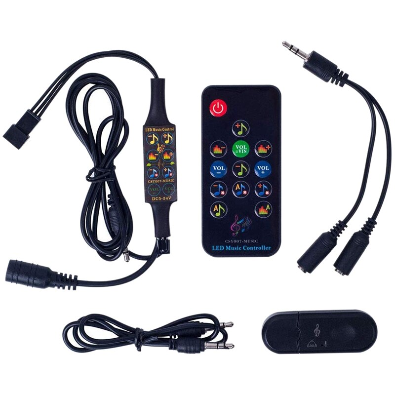 Ws2812b ws2811 1903 3 pin led strip/matrix panel bluetooth musik drømmefarve csy 07 controller 13 nøgler rf fjernbetjening indbygget mikrofon/aux: Default Title