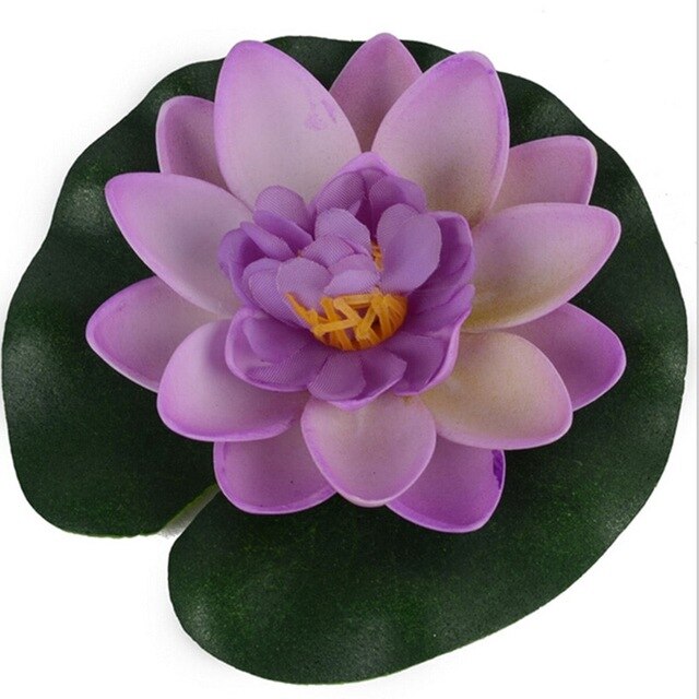 Simulación de loto de 10 Cm, decoración de paisaje acuático, lirio de agua, decoración de Acuario, flores de loto artificiales pequeñas: Morado