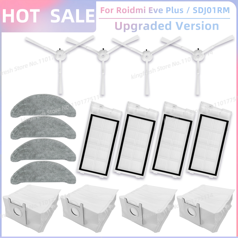 Fit For Roidmi Eve Plus SDJ01RM, XCLEA H30 Plus / H40 Plus Parts Main Roller Side Brush Filter Mop Cloth Bracket Bag Accessories: green