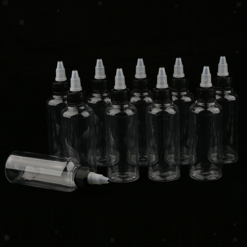 10 stk. 100ml tom plastflaske med vridd toppdeksel applikator for løsningsmidler, oljer, maling, blekk, væske, lim