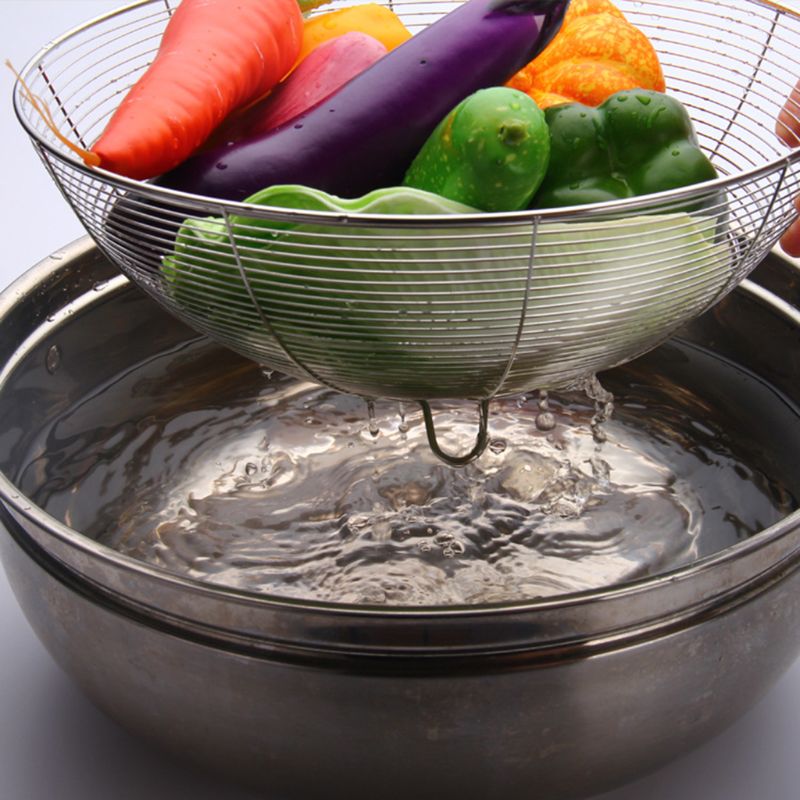 Fruit Basket Container Bowl Stainless Steel Wire Kitchen Drain Rack Vegetable