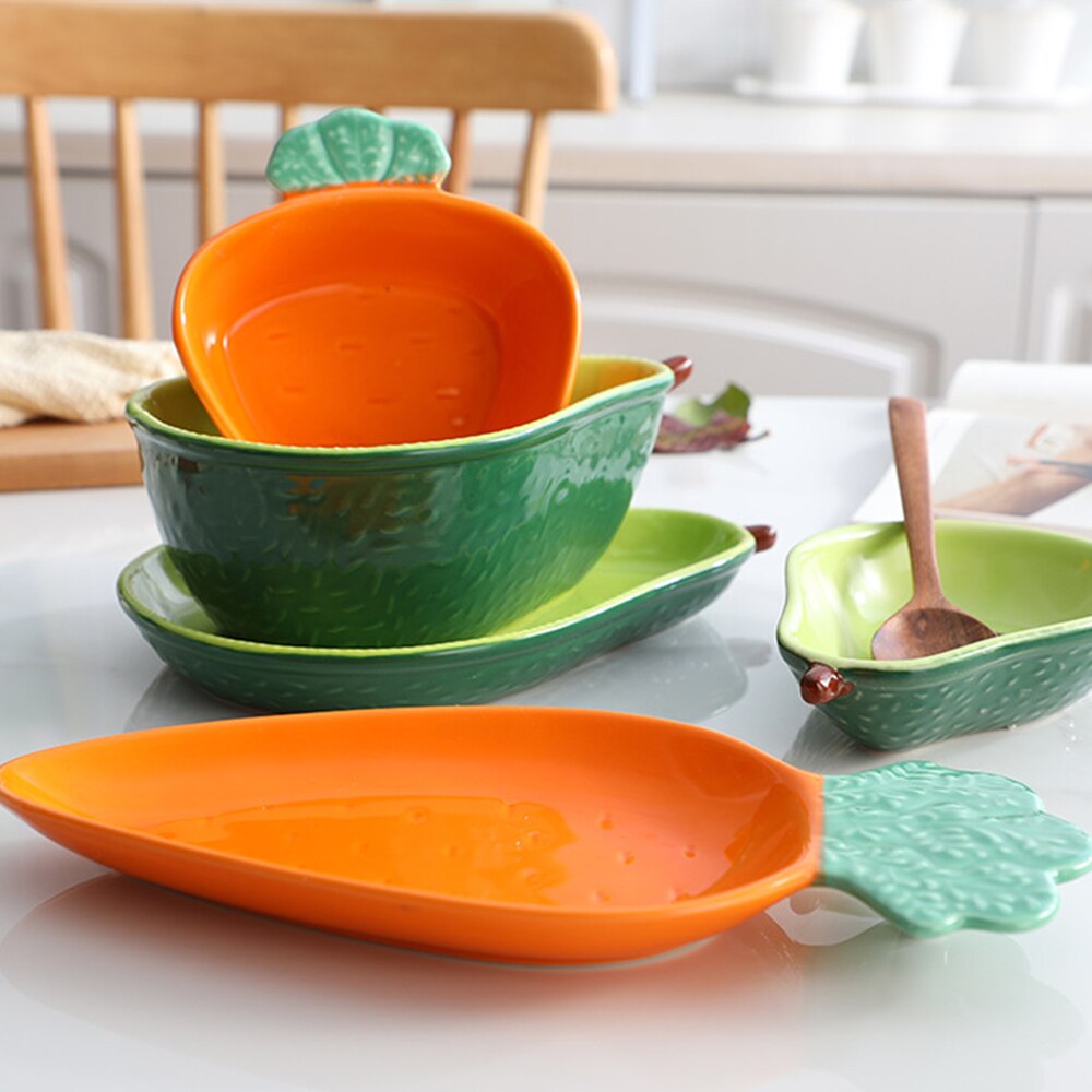 Avocado Plate Cute Ceramic Tableware Household Dishs Snack Plate Avocado Bowl Salad Fruit Plate Dinnerware Sets