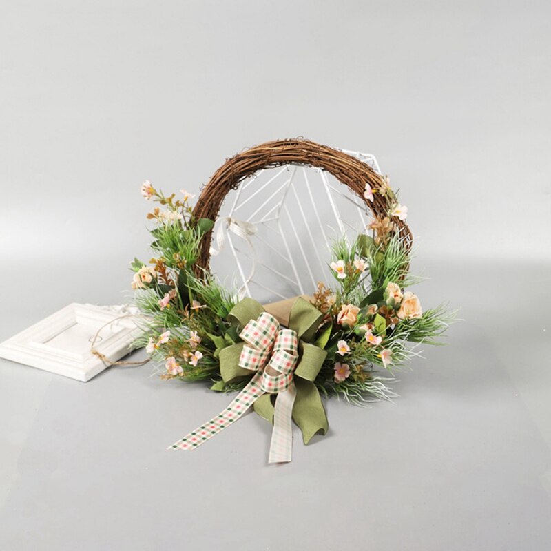 AAAK-Corona de flores de cerezo artificiales para primavera y verano, decoración para el hogar, puerta delantera, ventana, pared, boda,