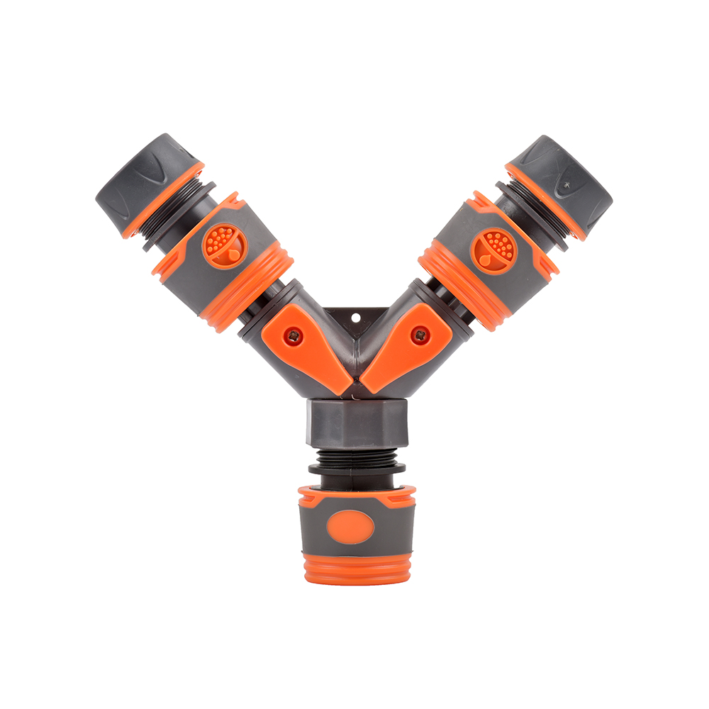 2-Way Garden Tap Water Splitter Female 1/2 3/4 Garden Hose Y Splitter Watering Adjustable Switch