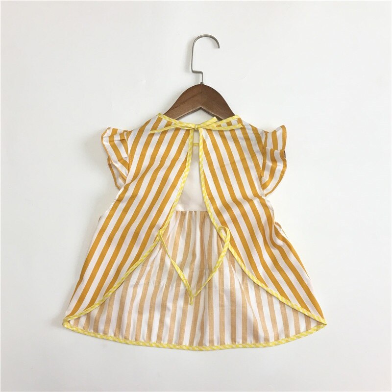 Baby-lätzchen Baby Mädchen Fütterung Kleidung Kindergarten Essen Kleidung Striped Mädchen Prinzessin Kleid