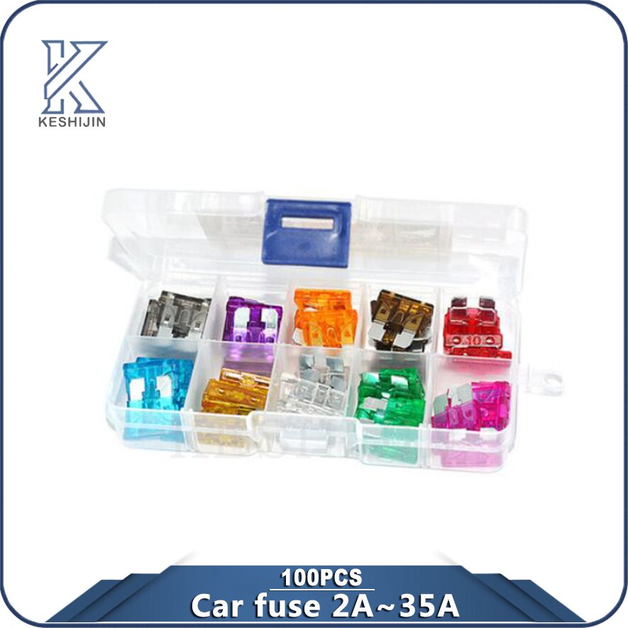 100 stuks/partij zekering kleine autozekering xenonlamp 3a ~ 40a verzekeringsbuis autoverzekering stuk