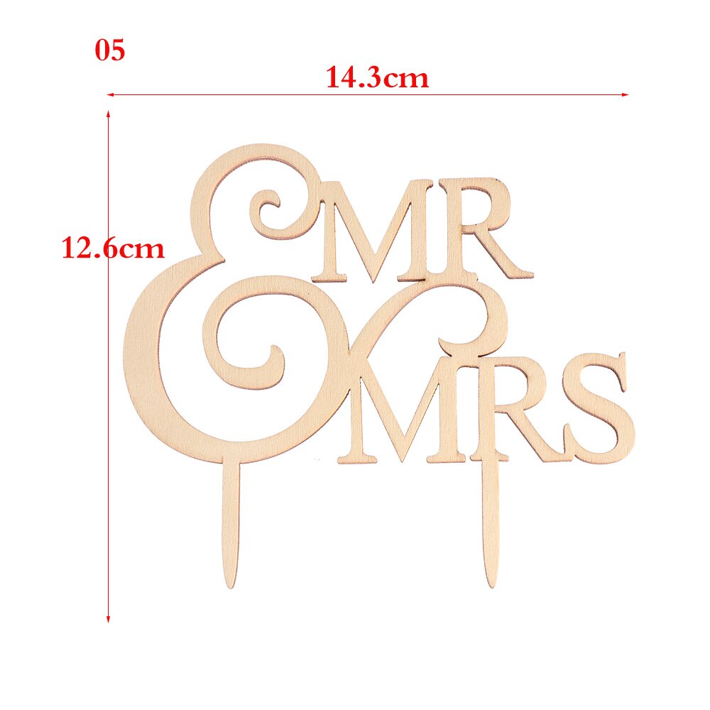 Tarta de boda Vintage de madera de "Mr y Mrs", letras de madera rústicas, decoraciones de pastel de boda, suministros de bricolaje, de compromiso, 1 ud.: 5