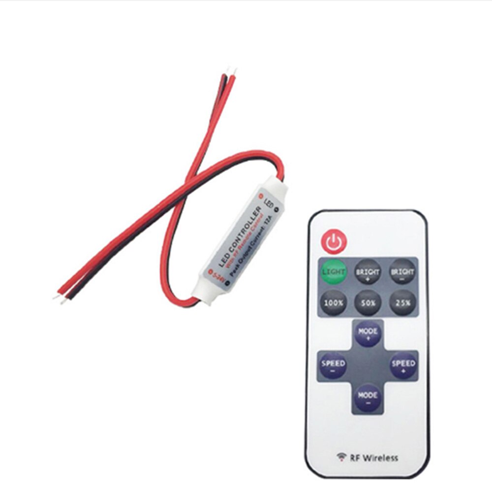 5-24V Led Controller DC 12A RF Wireless Controller Switch Led Dimmer With Mini Remote Switch In-line Led Light Controller: Default Title