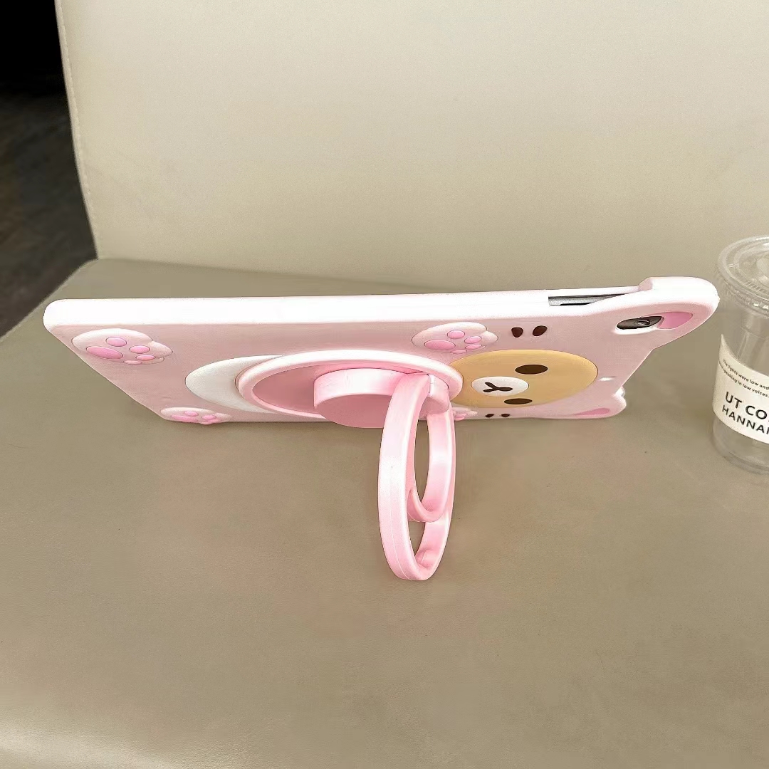 Ours rose de dessin animé mignon 3D, Kawaii, en Silicone souple, pour Ipad pro 9.7 10.5 air 5 4 3 2 10.9 2022 11 10. 2 avec étui pour tablette sur pied