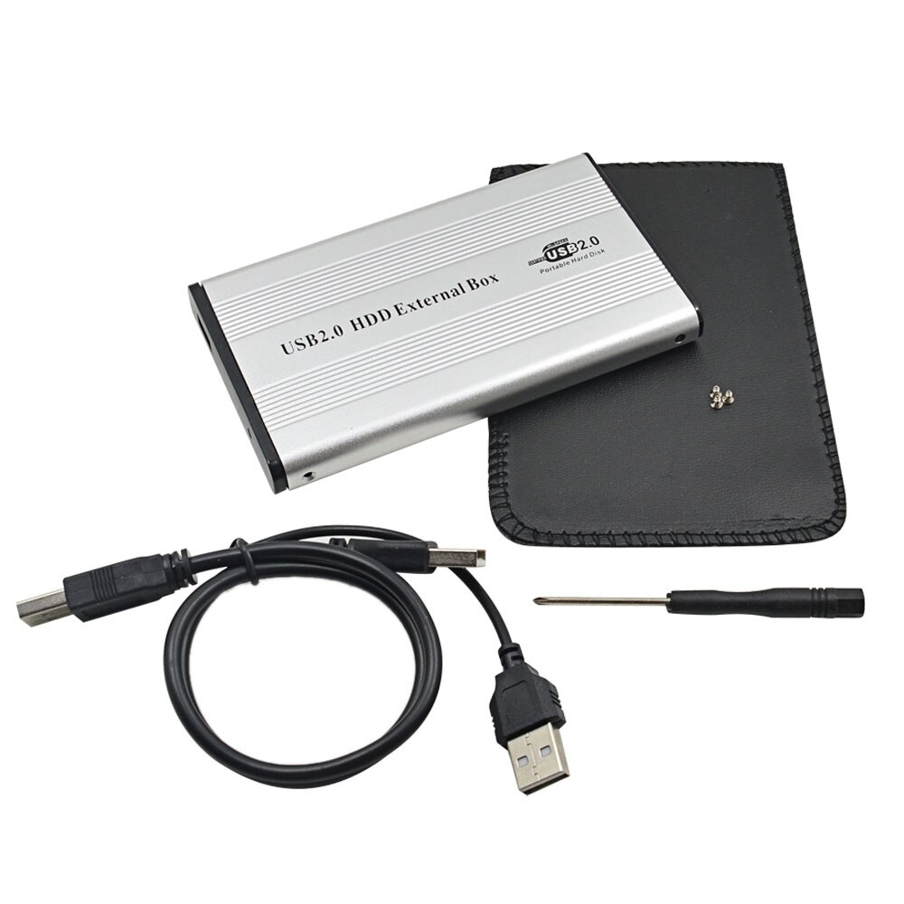 TISHRIC SSD HDD External Enclosure Case Notebook 44pin IDE To USB 2.0 2.5" Hard Disk Enclosure Box Optibay With USB 3.0 Cable: Silver