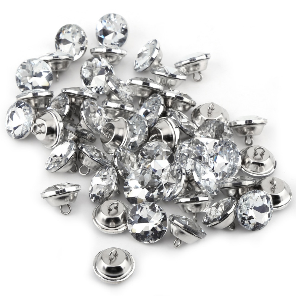 50Pcs Naaien Knoppen Crystal Diamante Ronde Knoppen Voor Kleding Ambachten Hoofdeinde Diy Kleding Knop Diamant Naaien Accessoires