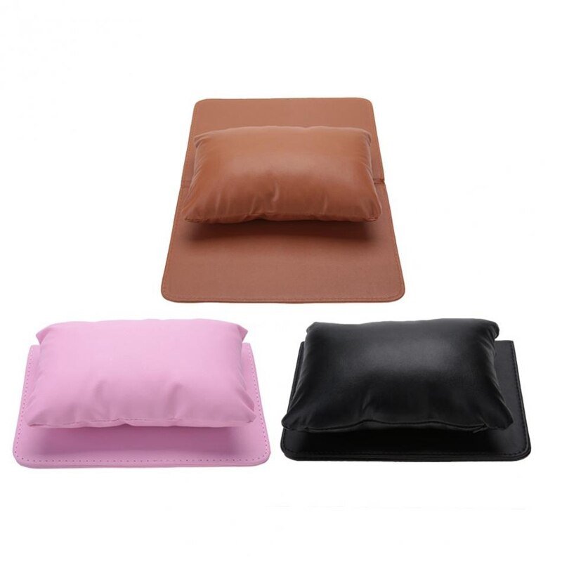 Nail art udstyr håndstøtte pude pude blød pu læder håndholder og folde manicure bordmåtte manicure (sort)